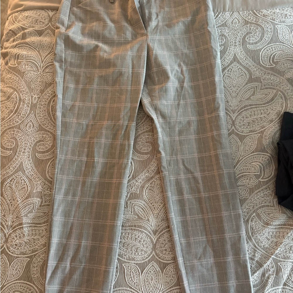Women's Gray Plaid Express Dress Pants - Classic Tailored Look